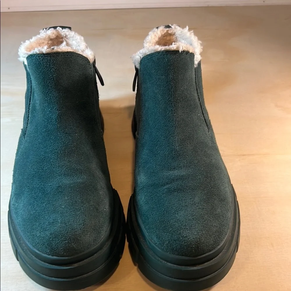 Franco Sarto Green Suede Women's Ankle Boots Sz 7.5